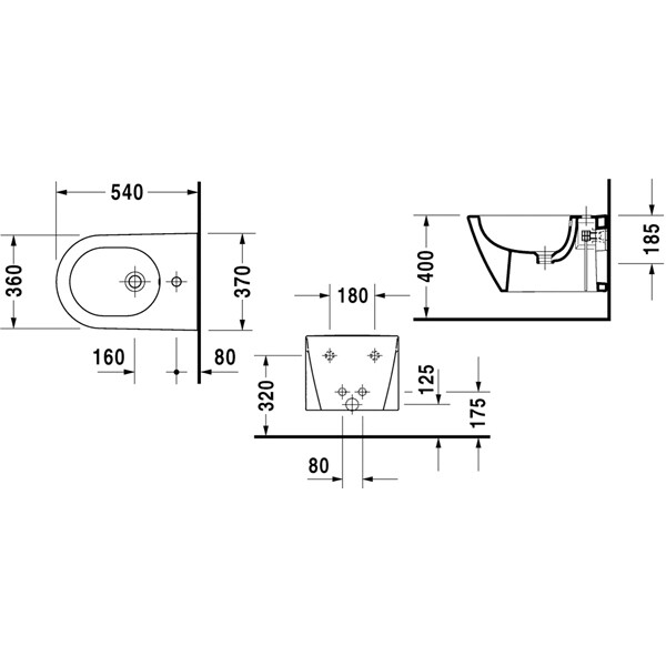 Биде Duravit Starck 2 цвет-белый глянцевый (Glossy White, Bianco lucido) 227115 00 00