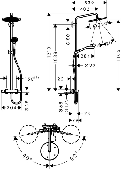 Душевая стойка Hansgrohe Croma Select S 26790000