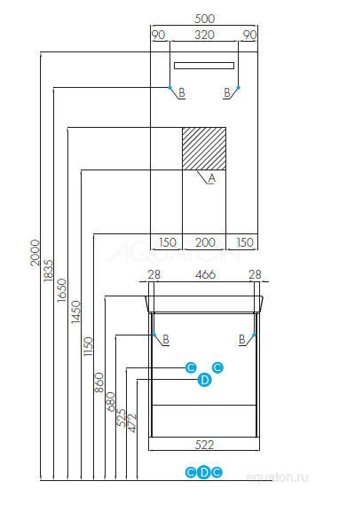 Тумба под раковину Aquaton Йорк 55 М белый, ясень фабрик 1A170801YOAV0