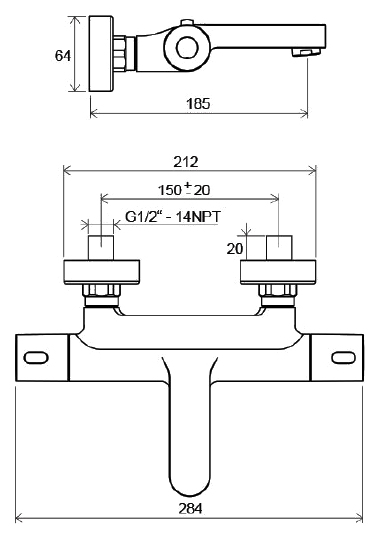 Термостат Ravak Termo 300 TE 023.00/150 для ванны с душем X070097