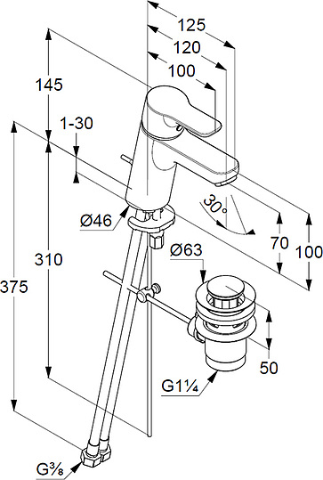 Смеситель Kludi Pure&Easy 373829165 для раковины