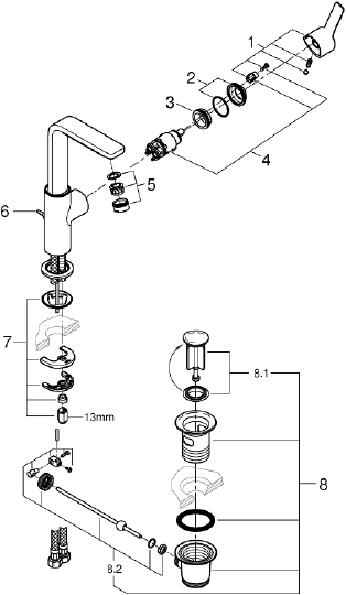 Смеситель Grohe Lineare New 23296DC1 для раковины