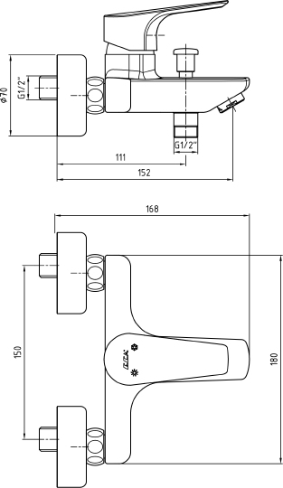 Смеситель E.C.A. Niobe 102102482EX для ванны