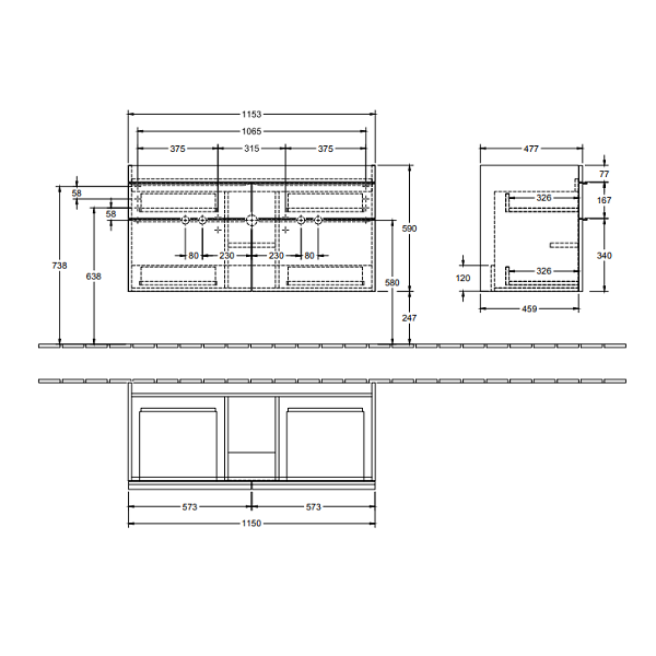 Тумба под раковину Villeroy&Boch Venticello  цвет-белый глянцевый A92901RE hog2