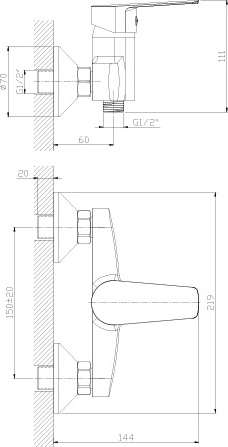 Смеситель Rossinka S S35-41 для душа