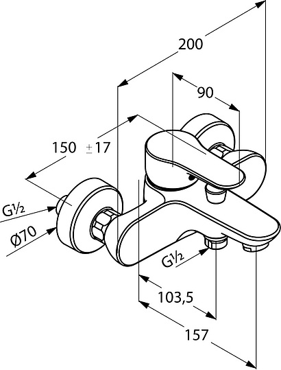 Смеситель Kludi Objekta 326530575 для ванны с душем