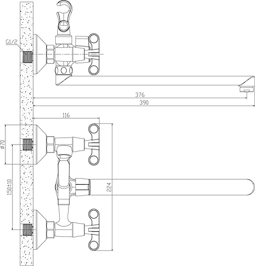 Смеситель Rossinka RS42-80 универсальный