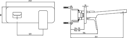 Смеситель E.C.A. Tiera 102105140EX С ВНУТРЕННЕЙ ЧАСТЬЮ, для раковины