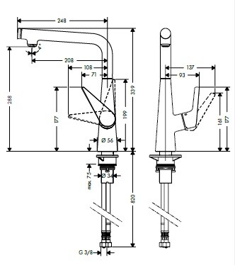 Смеситель для кухни Hansgrohe Talis Select S  72820000 hog1