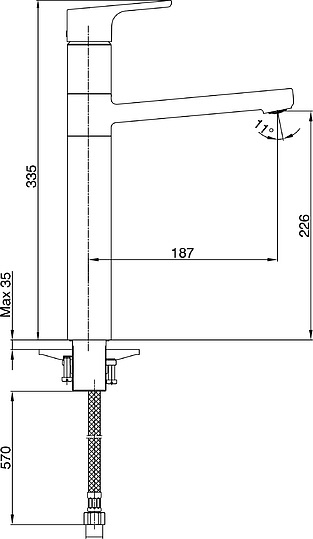 Смеситель E.C.A. Luna 102108949EX для раковины, для раковины-чаши