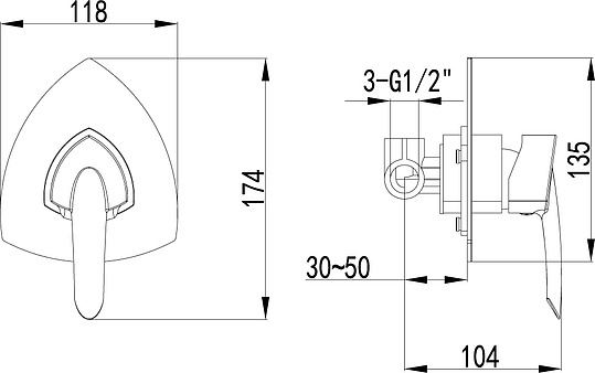 Смеситель Lemark Mars LM3523C С ВНУТРЕННЕЙ ЧАСТЬЮ, для душа