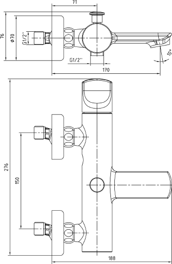 Смеситель E.C.A. Myra 104502470EX для ванны