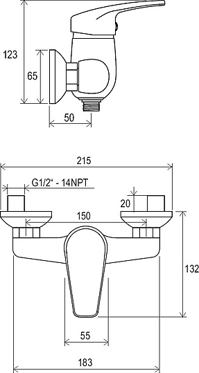 Смеситель Ravak Neo NO 032.00\150 для душа