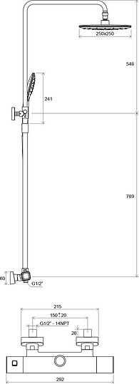 Душевая стойка Ravak 10° TD 091.00\150