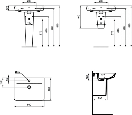 Раковина Ideal Standard Connect Air Cube E074201 60 см Раковина Ideal Standard Connect Air Cube E074201 60 см