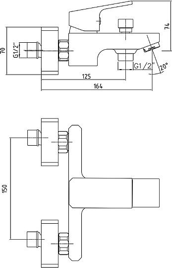 Смеситель E.C.A. Tiera 103502469EX для ванны