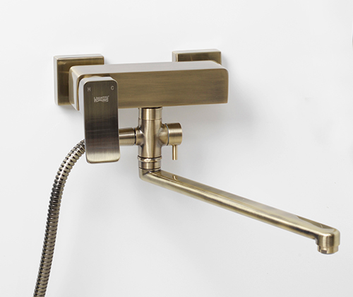 Смеситель Wasserkraft Exter 1602L универсальный, светлая бронза