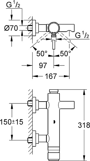 Смеситель Grohe Atrio 32652001 для ванны с душем