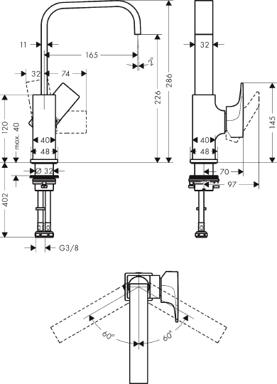 Смеситель Hansgrohe Metropol 32511990 для раковины, с донным клапаном Push-Open
