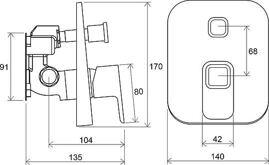 Смеситель Ravak 10° TD 065.00 для ванны с душем X070070