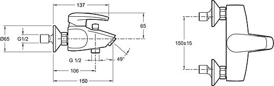 Смеситель Jacob Delafon Tea E71600-CP для ванны с душем