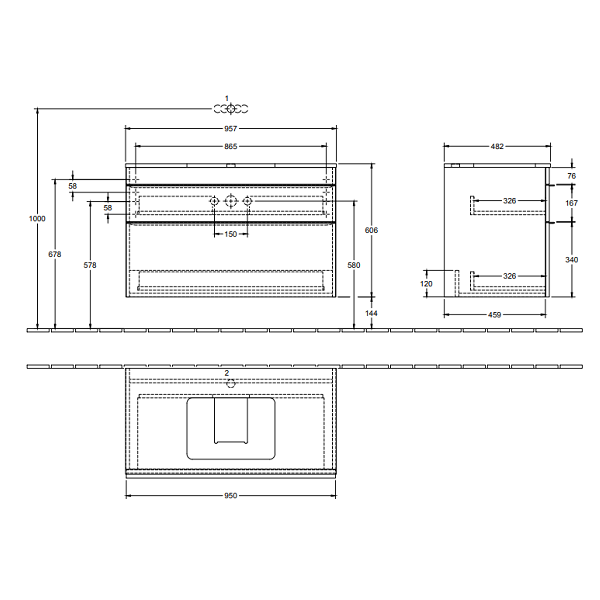 Тумба под раковину Villeroy&Boch Venticello  цвет-дуб сантана A94101E1 hog2