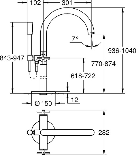 Смеситель Grohe Atrio New 25044AL3 напольный