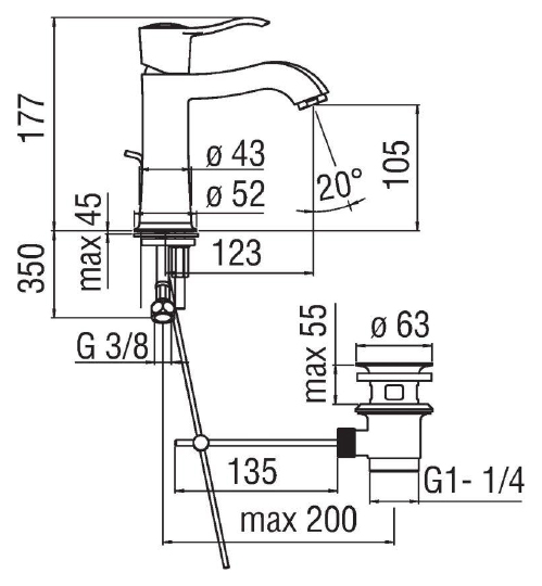 Смеситель Nobili Sofi SI98118/1CR для раковины