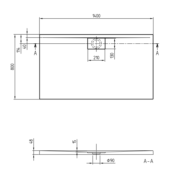 Душевой поддон Villeroy&Boch Architectura Metalrim  цвет-белый UDA1480ARA248GV-01 pod1