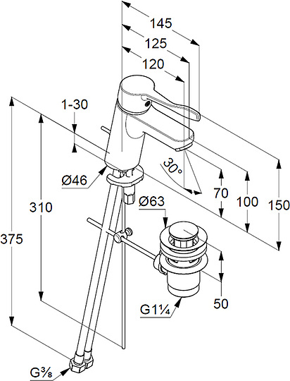 Смеситель Kludi Pure&Easy Care 372840565 для раковины