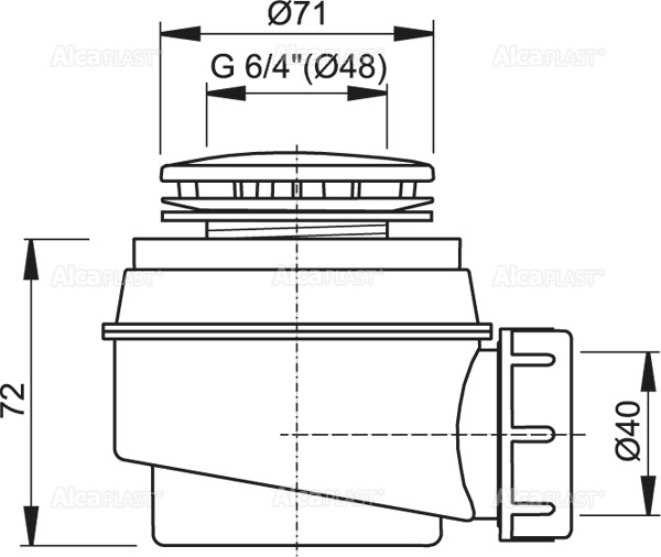 Сифон для душевого поддонa Alcaplast A47CR-50