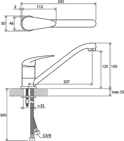 Смеситель Ravak Suzan SN 016.00 для кухонной мойки X070038