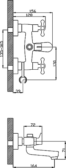 Смеситель Rossinka G G02-83 для ванны с душем