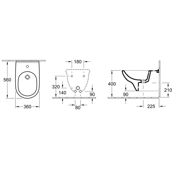 Биде Villeroy&Boch O'Novo цвет-альпийский белый (белый Alpin) 54600001
