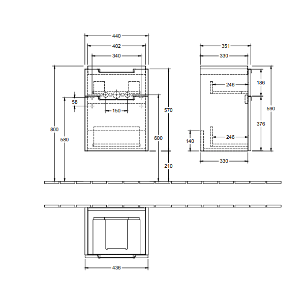 Тумба под раковину Villeroy&Boch Subway 2.0  цвет-вяз импрессо A90610PN hog2