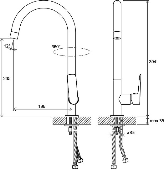 Смеситель Ravak Classic CL 016.00 для кухонной мойки X070085