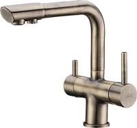 Смеситель Wasserkraft A8037 для кухонной мойки, светлая бронза