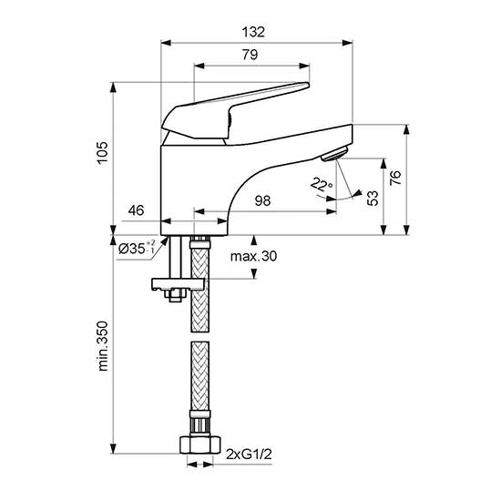 Смеситель для умывальника Vidima FINE, высота 105 мм, BA384AA