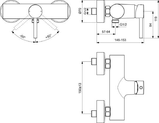 Смеситель Ideal Standard Ceraline BC200AA для душа