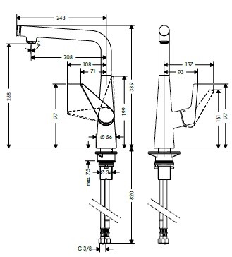 Смеситель для кухни Hansgrohe Talis Select S  72820800 hog1
