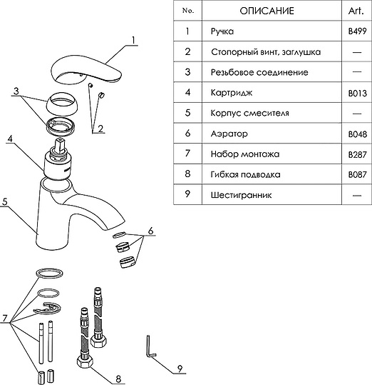 Смеситель Wasserkraft Rossel 2803 для раковины