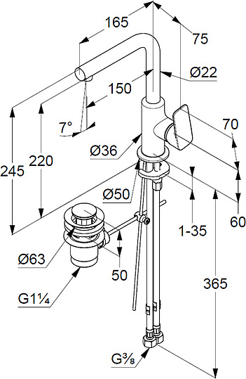 Смеситель Kludi Pure&Style 400250575 для раковины