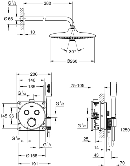 Душевой комплект Grohe Grohtherm SmartControl 34744000