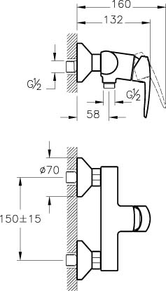 Смеситель для душа VitrA Dynamic S A40954EXP