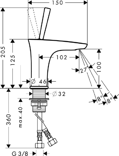 Смеситель Hansgrohe PuraVida 15075000 для раковины
