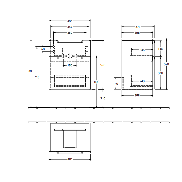 Тумба под раковину Villeroy&Boch Subway 2.0  цвет-лак черный матовый A90700PD hog2