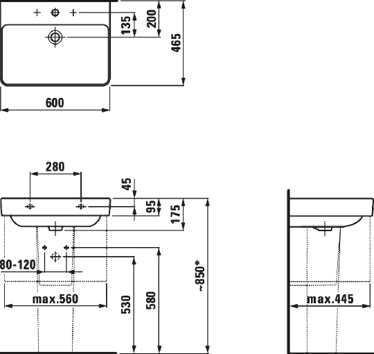 Раковина Laufen Pro S 8.1096.3.000.104.1 60 см