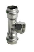 Тройник, Viega, Sanpress Inox, с SC-Contur, с внутренней резьбой, нержавеющая сталь, 54 x 1/2" x 54 мм,  437237