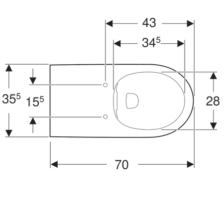 Унитаз подвесной безободковый Geberit Renova Comfort, Rimfree, глубина 70 см 208570000