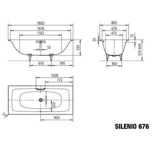 Ванна KALDEWEI Silenio Мод.676, 180х80 см., белый, easy-clean, 267600013001
